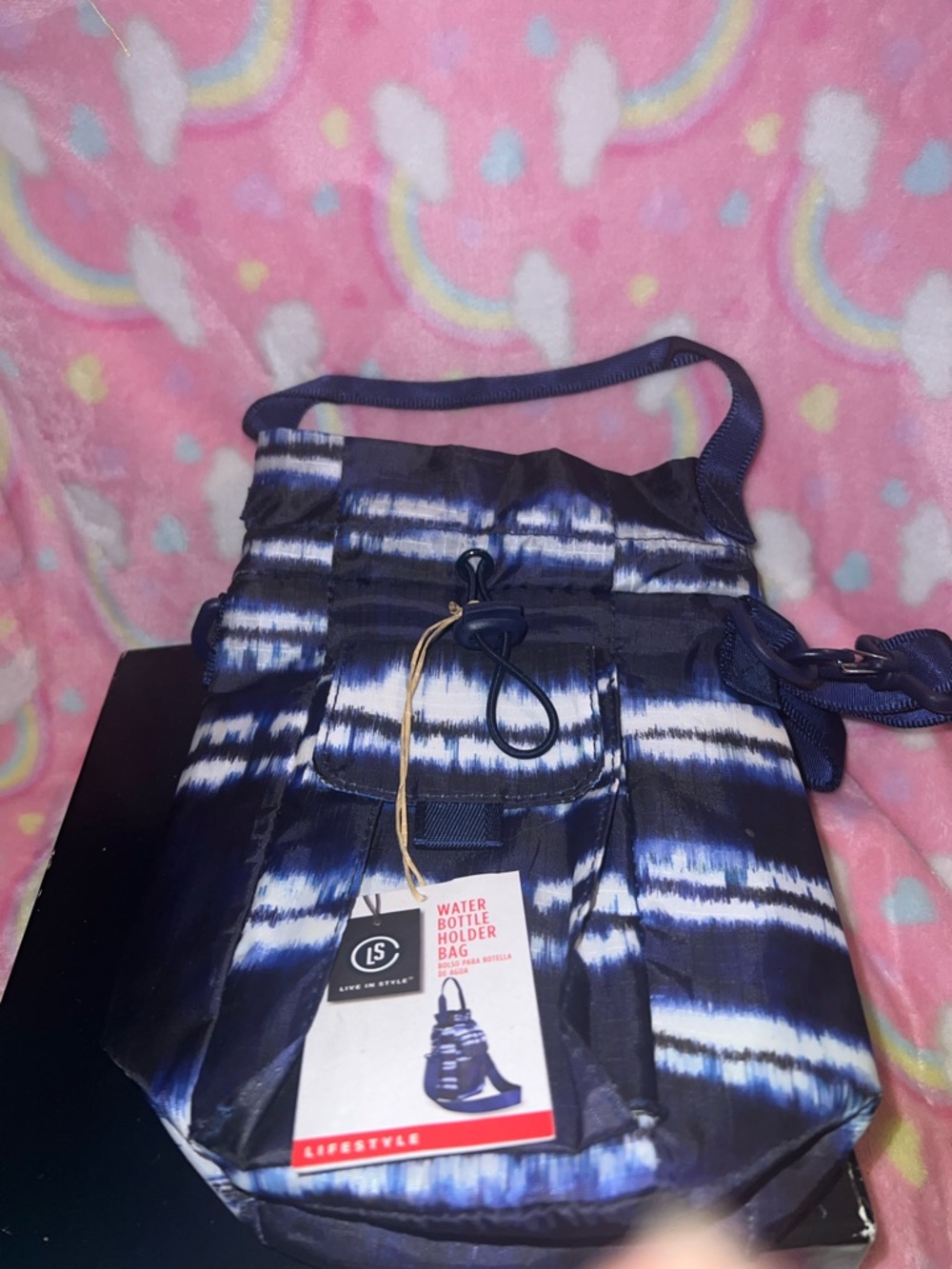Live In Style Navy & White Bottle Holder Crossbody